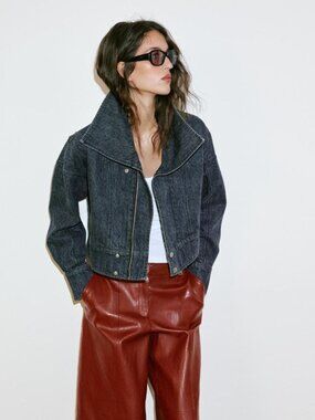 NWT ZARA Z1975 CROPPED DENIM JACKET XS 7147